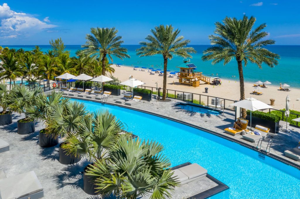 views of the Atlantic Ocean from pool deck at Porsche Design Tower