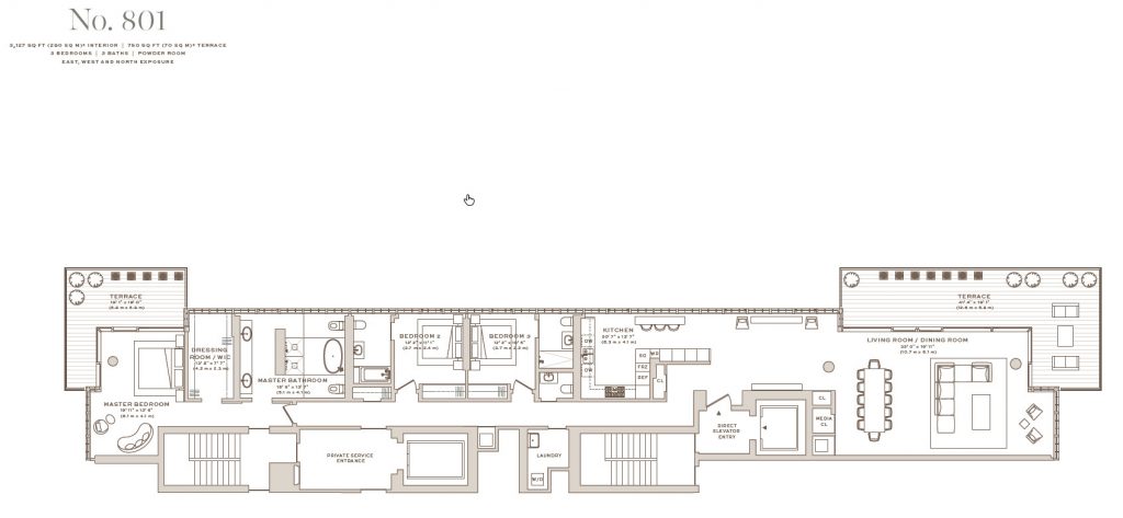 Arte Surfside Residence 801 floor plan